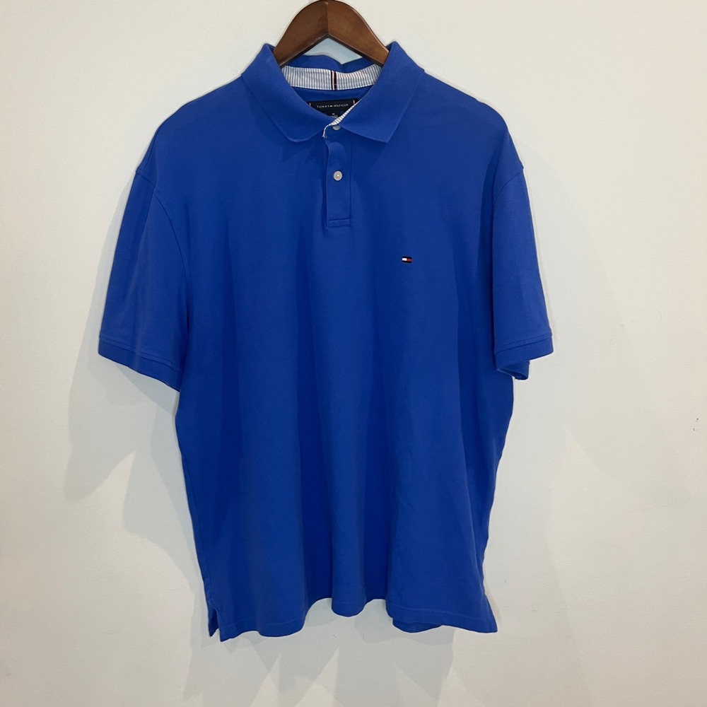 Tommy Hilfiger Mens Royal Blue Regular Fit Stretch Piqué Polo Shirt XL